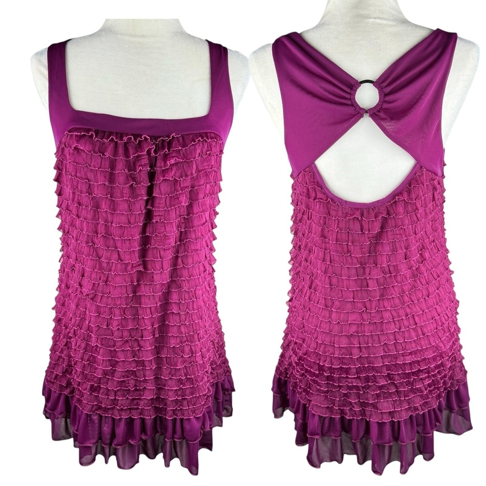 Y2K Ruffle Mini Dress Juniors Size XL Party Flapper Bratz Disco Club Coquette